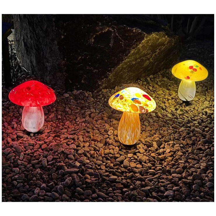 Infinity X1 Solar Landscape Light Glass Mushroom 3 Pack