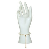 14KT Yellow Gold White Pearl Gold Ball Adjustable Bracelet