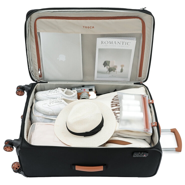 Tosca Park Avenue 3 Piece Luggage Set Black Tan Tosca Park Avenue 3 Piece Luggage Set Black Tan