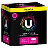 U By Kotex Ultrathin Super Pads with wings 96 pack