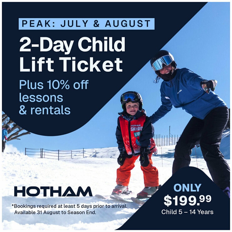 Hotham Lift Ticket Peak Season Child 2 Day Hotham Lift Ticket Peak Season Child 2 Day