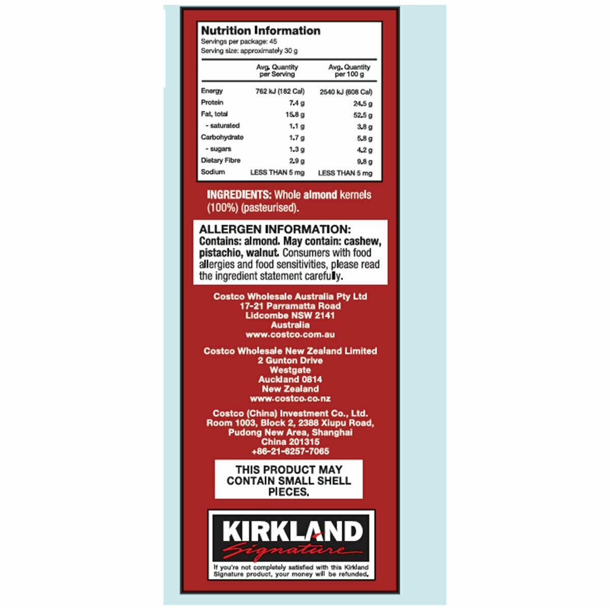 Kirkland Signature Whole Almonds 1.36 kg
