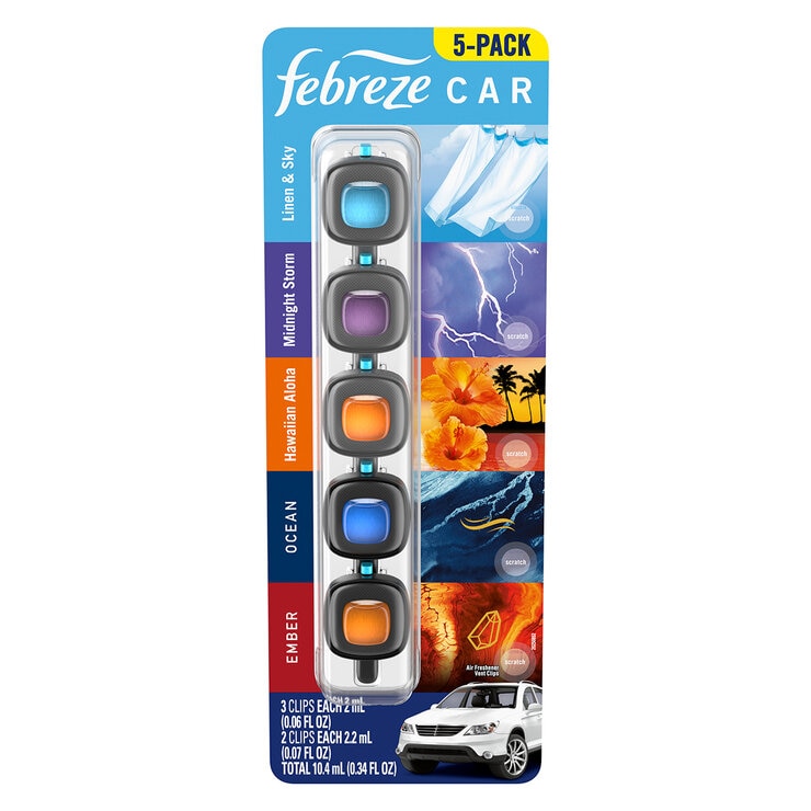 Febreze Mini Car Air Freshener 5 Pack Mixed Scents